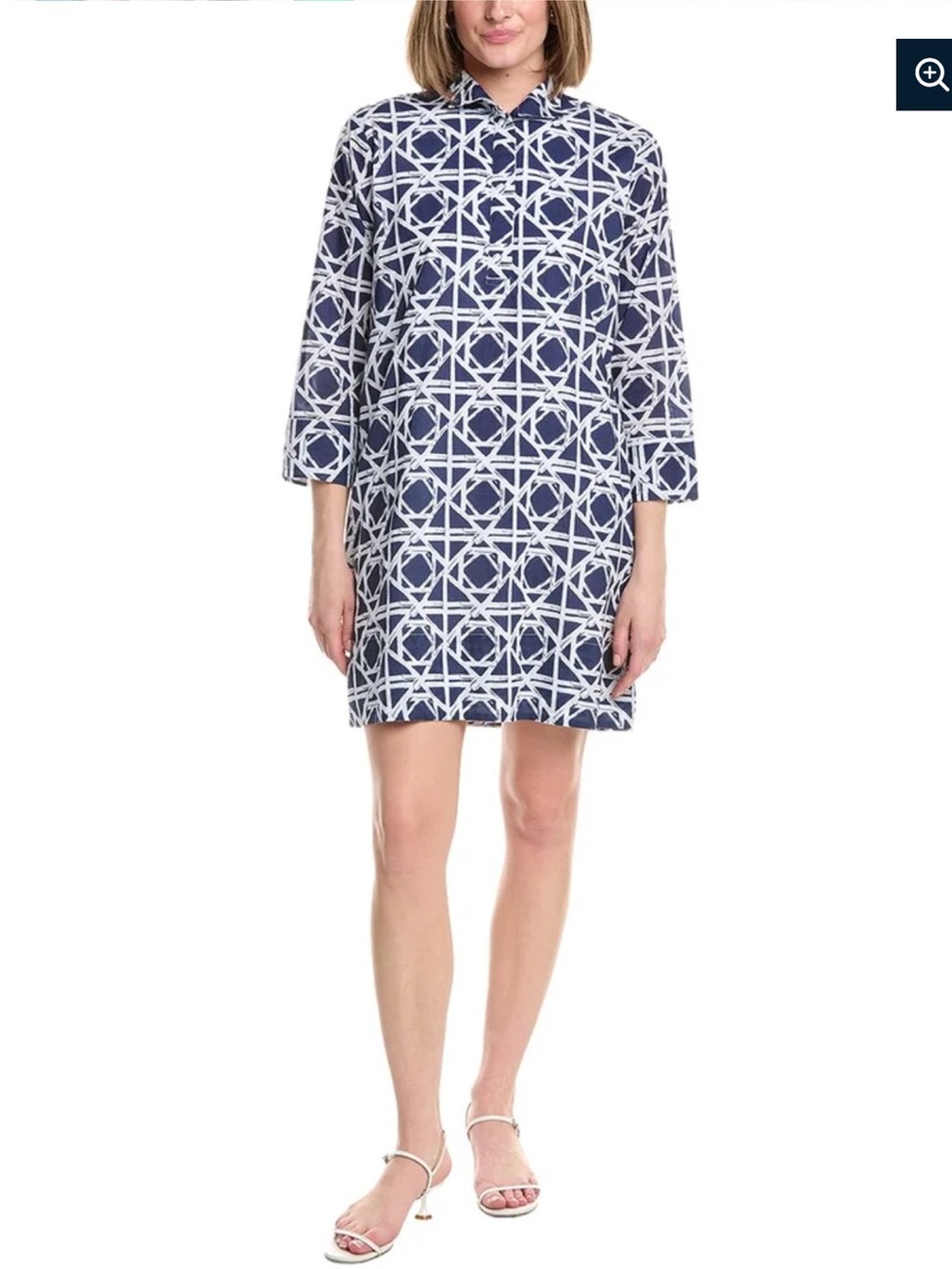 Jude Connally Helen wicker rattan navy print dress